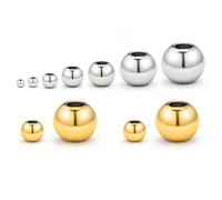 Perline in acciaio inossidabile da 2-4 mm for la creazione di gioielli, perline distanziatrici in metallo for componenti di braccialetti, 100 pezzi(Steel color,3mm x hole1.5mm100pc)