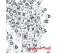 Perline In Acrilico Alphabetiche Bianche Miste A Cubo 7Mm 100-1000 Pz Fai Da Te