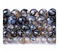 Perline in agata nera naturale con vena di drago, 8 mm, 45 pezzi per braccialetti fai da te