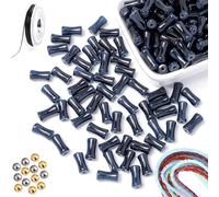 Perline in bambù nero, trasparenti, 12 mm, in plastica, a forma di agata, per fai da te, collane, bracciali, orecchini (50 accessori casuali) (100, blu scuro)
