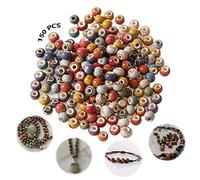 Perline in Ceramica 150 Pezzi 8 Mm Rotonde Allentate per Fai Da Te Con Foro Manuale - Creazione Di Gioielli, Collana, Braccialetto Con Ciondoli