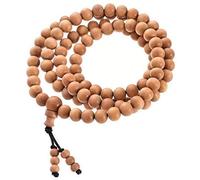 Perline in legno di sandalo naturale Mala con sacchetto rosario corda Safed Chandan Mala per cantare Pooja Jaap 108+1 perline