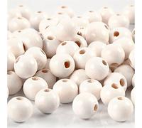 Perline in legno, diametro 8 mm, colore bianco, 15 g circa. 80 pezzi.