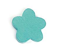 Perline in legno fiore cerato turchese 25 x 25 mm. 50 u. ca.