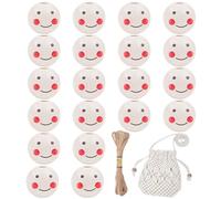 Perline in legno per artigianato - 50 pezzi di perline in legno naturale, palline rotonde, perline distanziali per viso sorridente | Set di perline decorative, perline in legno assortite per Manu
