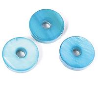 Perline in madreperla disco con foro lucido turchese diam. 13 mm. 250 g. 231