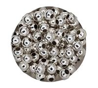 Perline in metallo con foro grande, 3 mm, circa 100 pezzi, color argento chiaro, rotonde, con foro per fai da te, perline divertenti, perline per gioielli, perline distanziali