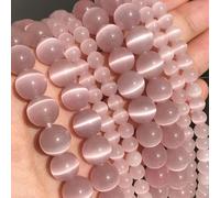 Perline in pietra di luna naturale Occhio di gatto bianco Perline sciolte rotonde 4/6/8/10 / 12mm Creazione di gioielli Bracciale fai da te 15quot-Rosa chiaro, perline 10mm 36 pezzi