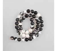 Perline in pietra naturale da 2-12 mm, colore bianco e nero, diaspro zebrato, rotonde, per la creazione di gioielli, 12 mm intorno a 31 perline