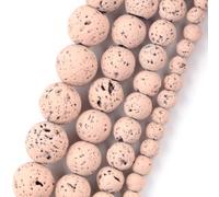Perline in pietra naturale da 4-10 mm, mix di roccia vulcanica, gomma lavica, perline sfuse rotonde per la creazione di gioielli rosa chiaro 6 mm