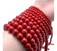 Perline in pietra naturale di corallo rosso Perline distanziatrici sciolte rotonde per gioielli con ciondoli fai-da-te Creazione di braccialetti 4/6/8/10 / 12mm Colore corallo rosso 15 pollici, 4 mm