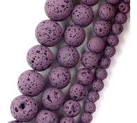 Perline in pietra naturale mista, 4-10 mm, roccia vulcanica, gomma lavica, perline sfuse rotonde per la creazione di gioielli, viola scuro, 8 mm