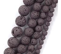 Perline in pietra naturale mista, 4-10 mm, roccia vulcanica, gomma lavica, perline sfuse rotonde per la creazione di gioielli, marrone scuro, 8 mm