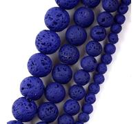 Perline in pietra naturale mista da 4-10 mm, roccia vulcanica, gomma lavica, perline sfuse rotonde per la creazione di gioielli, blu scuro, 6 mm