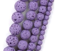 Perline in pietra naturale mista di roccia vulcanica in gomma lavica, perline sfuse rotonde per la creazione di gioielli, viola, 6 mm