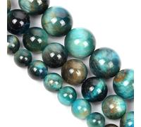 Perline in pietra naturale multicolore occhio di tigre perline distanziali sfuse per realizzare bracciali, gioielli, accessori fai da te, blu reale, AB 12 mm, circa 30 pezzi