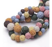 Perline in pietra naturale per la creazione di gioielli, 6 mm, colorate, laviche, lucide, rotonde, per braccialetti e collane, 38 cm