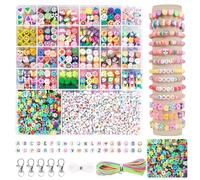 Perline in Polymer Clay - 1800 Pcs Kit per Braccialetti dell'Amicizia con Charm, Attività Creative Fai da Te, Regali per Bambine 6-13 Anni (Gioielli, Giocattoli Educativi, Compleanno)