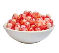 Perline in porcellana, 10 mm, 60 pezzi, colore bianco, rotonde, lisce, sfuse, per bracciali, collane, gioielli fai da te (rosso giallo, 10 mm, 91010)