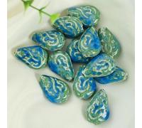 Perline in porcellana rotonde fatte a m, perline distanziali in porcellana a forma di goccia d'acqua multicolore, fatte a mano, 27 x 18 mm, per fare gioielli, 20 pezzi (Kiln Water Drops)