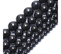 Perline in tormalina naturale nero sfuse per la creazione di gioielli e braccialetti, lunghezza 37,5 cm, circa 4, 6, 8, 10, 12 mm (4 mm)