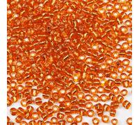 Perline in vetro arancione 6/0 da 4 mm, 110 grammi, circa 1600 pezzi, per realizzare orecchini, bracciali, ciondoli, gioielli per la vita, perline fai da te fatte a mano (nucleo d'argento arancione)