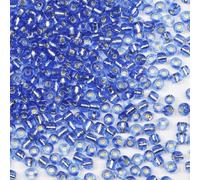 Perline in vetro blu 6/0 da 4 mm, 110 grammi, circa 1600 pezzi, per realizzare orecchini, bracciali, ciondoli, gioielli in vita, perline fai da te fatte a mano (nucleo argento blu)