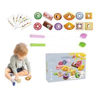 Perline Infilare - Gioco sensoriale a Infilare, Sviluppo del Coordinamento Occhio Mano | Kit di Forme in Legno Colorate, Attività di Infilamento, Gioco di Sviluppo delle Abilità per Tutto-P