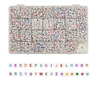 Perline Lettere, 1600 Pcs Alfabeti per Braccialetti e Collane - Acrilico Alfabeto per Gioielli Fai Da Te, Portachiavi