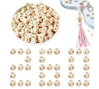 Perline Lettere per Bracciali 3,5 mm 260 Pezzi Quadrati in Legno 26 Lettere | Perline Sciolte per Creazione di Gioielli, Ciondolo Portachiavi, Laccetto Telefono, Ciondolo Borsa