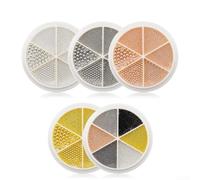 Perline miste in metallo per nail art, 6 griglie, dimensioni assortite, color oro e argento, ciondoli in acciaio per gel 3D, strumenti per manicure, scatola da 6,5 cm (GZ-01)