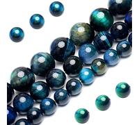 Perline naturali a forma di occhio di tigre blu pavone, grado AAA, rotonde, 10 mm, 40 pezzi, per la creazione di gioielli