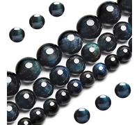 Perline naturali blu nero occhio di tigre, perline sfuse rotonde di grado AAA, 10 mm, 40 pezzi, per la creazione di gioielli