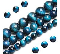 Perline naturali blu verdi occhio di tigre, perle rotonde sfuse di grado AAA da 10 mm 40 pezzi per feste sfuse, perline semipreziose per la creazione di gioielli