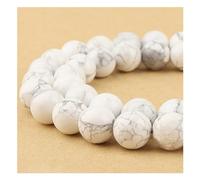 Perline naturali di howlite e turchese per la creazione di gioielli, pietra preziosa bianca per bracciali, perline rotonde da 6 mm (59-62 pezzi, Howlite e turchese)