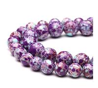 Perline naturali per la creazione di gioielli, diaspro imperiale viola-blu, 10 mm, lucide, rotonde e lisce, vere per braccialetti da 38 cm (diaspro imperiale viola-blu, 10 mm)