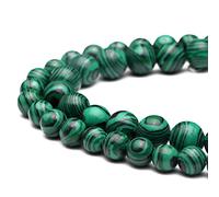 Perline naturali per la creazione di gioielli, malachite verde da 8 mm, lucidate, rotonde, lisce, vere per braccialetti e collane, 38 cm (malachite verde, 8 mm)