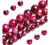 Perline naturali rosa shocking occhio di tigre, perline sfuse rotonde di grado AAA, 6 mm, 60 pezzi, per la creazione di gioielli