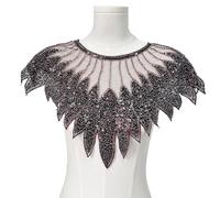 Perline Paillettes Ricamato Colletto In Pizzo Pannello Frontale Abbellimento Moda per Artigianato Collare Decorazione Frontale Artistico Mesh Ricamo Patch