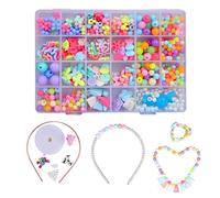 Perline per bambini, fai da te, perline in plastica colorata con 24 scomparti, kit di hobby creativi, officina di gioielli, fabbricazione di braccialetto, collana in PVC Box come regalo per bambini e