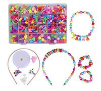 Perline per bambini, fai da te, perline in plastica colorata con 24 scomparti, kit di hobby creativi, officina di gioielli, fabbricazione di braccialetto, collana in PVC Box come regalo per bambini e