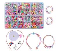 Perline per bambini, fai da te, perline in plastica colorata con 24 scomparti, kit di hobby creativi, officina di gioielli, fabbricazione di braccialetto, collana in PVC Box come regalo per bambini e