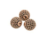 Perline per la creazione di gioielli, accessori color oro e argento, perline distanziatrici in zircone pavé, perline fai da te, collane, bracciali, catene, ciondoli-YZZ115-oro rosa-6 mm (3 pezzi)
