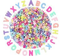 Perline per la creazione di gioielli, perline acriliche di forma mista con lettere a forma di cuore e pesce, quadrate, per bracciali, collane, portachiavi, artigianato fai da te (colori primaverili)