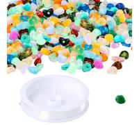 Perline Plastica Colorate, 500 Pezzi Artificiali Pietre Preziose con Foro, Pietre Preziose Irregolari, con Bobina Trasparente da 5 Metri, per Decorazioni Artigianali di Gioielli Fai da Te