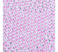 Perline rotonde in acrilico con lettere dell'alfabeto rosa, 4 x 7 mm, 1200 pezzi, per braccialetti dell'amicizia e regali, souvenir e creazione di gioielli