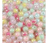 Perline rotonde in acrilico opaco color caramella da 6/8/10/12/14/16 mm per la creazione di gioielli, braccialetti fai da te, accessori per l'artigianato, 2 sfaccettature, 4 mm, 500 pezzi