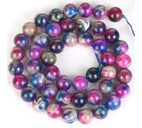 Perline rotonde in agata multicolore con cielo stellato, 8 mm, per la creazione di gioielli, blu e multicolore, 8 mm, circa 44 pezzi