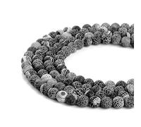 Perline rotonde in agata nera smerigliata naturale, 6 mm, perline sfuse in pietra di cristallo, per bracciali, collane, accessori artigianali per la creazione di gioielli fai da te, 1 filo da 38,1 cm