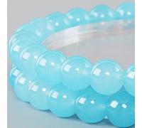 Perline rotonde in calcedonio blu naturale, 8 mm, 45 pezzi, per la creazione di gioielli, braccialetti fai da te, collane, include cordoncino elastico in cristallo